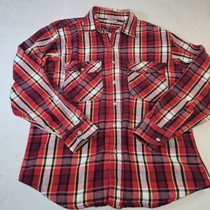 Vintage Five Brother Heavy Flannel Plaid Shirt Size Large USA Union Workwear